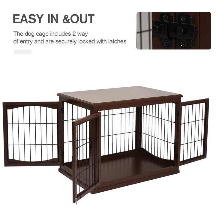 PawHut 26" Wooden Dog Cage with Double Door Entrance & Simple Modern Design, Brown