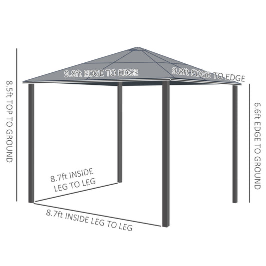 Outsunny 10 x 10 ft Hard Top Gazebo Canopy Heavy Duty Shelter Sun Shade w/ Curtain Beige, Coffee