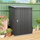Outsunny 3.3' x 3.4' Lean-to Garden Storage Shed, Outdoor Galvanized Steel Tool House with Lockable Door for Patio Dark Gray