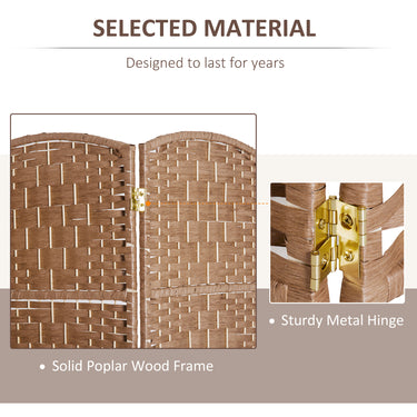 HOMCOM 6ft Folding Room Divider, 6 Panel Wall Partition with Wooden Frame for Bedroom, Home Office, Natural