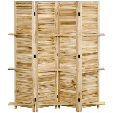 HOMCOM 5.6' 4 Panel Room Divider, Folding Wall Divider, Indoor Privacy Screen for Home Office, Natural