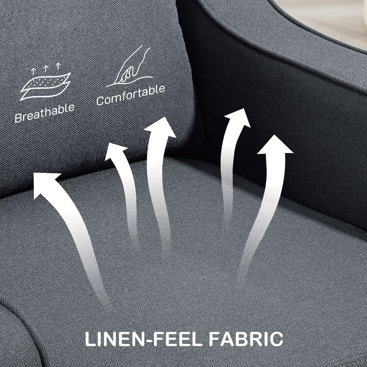 HOMCOM Armchair, Modern Accent Chair with Pocket Spring, Linen Upholstered, Thick Padded, Charcoal Grey