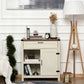 HOMCOM Rustic Barn Door Storage Cabinet Modern Farmhouse Buffet Sideboard for Kitchen and Dining Room White