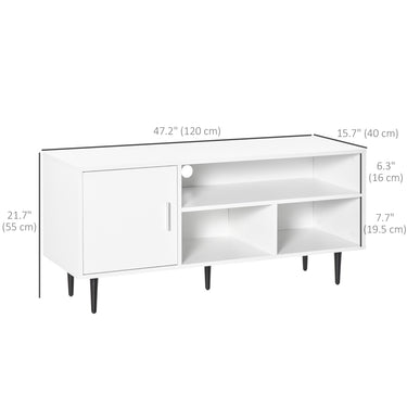 HOMCOM Modern TV Stand Cabinet for TVs up to 60 Inches with Storage Shelf, Cable Hole, Home Entertainment Unit Center, for Living Room Bedroom, White