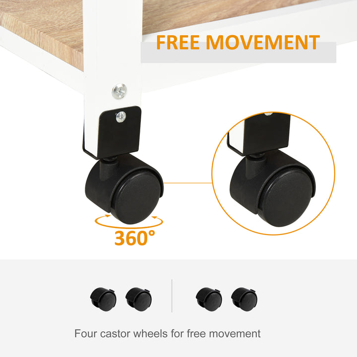 HOMCOM Kitchen Island Rolling Trolley Utility Serving Cart with Drawer  Grey