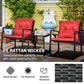 Outsunny 3 Pieces Rocking Bistro Set, Outdoor Wicker Patio Furniture with Glass Coffee Table and Outside Rocking Chairs for Porch, Conversation Sets with Thick Cushions, Blue