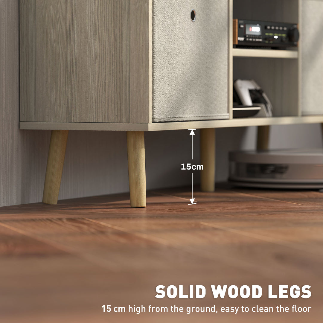 HOMCOM Modern TV Stand Cabinet with Foldable Drawers and Shelves for Living Room, Bedroom, White