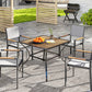 Outsunny 37" Garden Outdoor Dining Table for 4, Square Patio Table with Umbrella Hole, Plastic Board Tabletop for Backyard, Poolside, Mixed Brown