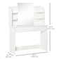 HOMCOM Vanity Desk with Mirror, Makeup Vanity with Open Shelves and Drawer, Dressing Table for Bedroom, White