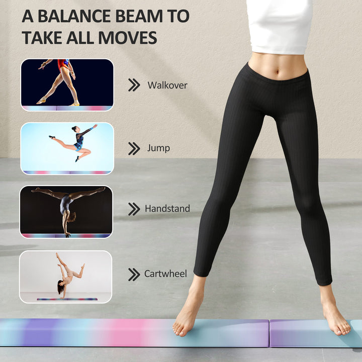 Soozier 7.7ft Folding Balance Beam, Gymnastics Equipment with Anti-Slip Bottom for Kids Home Training, Red