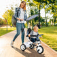 Qaba 6 in 1 Kids Tricycle with Removable Handlebar and Canopy, Navy Blue