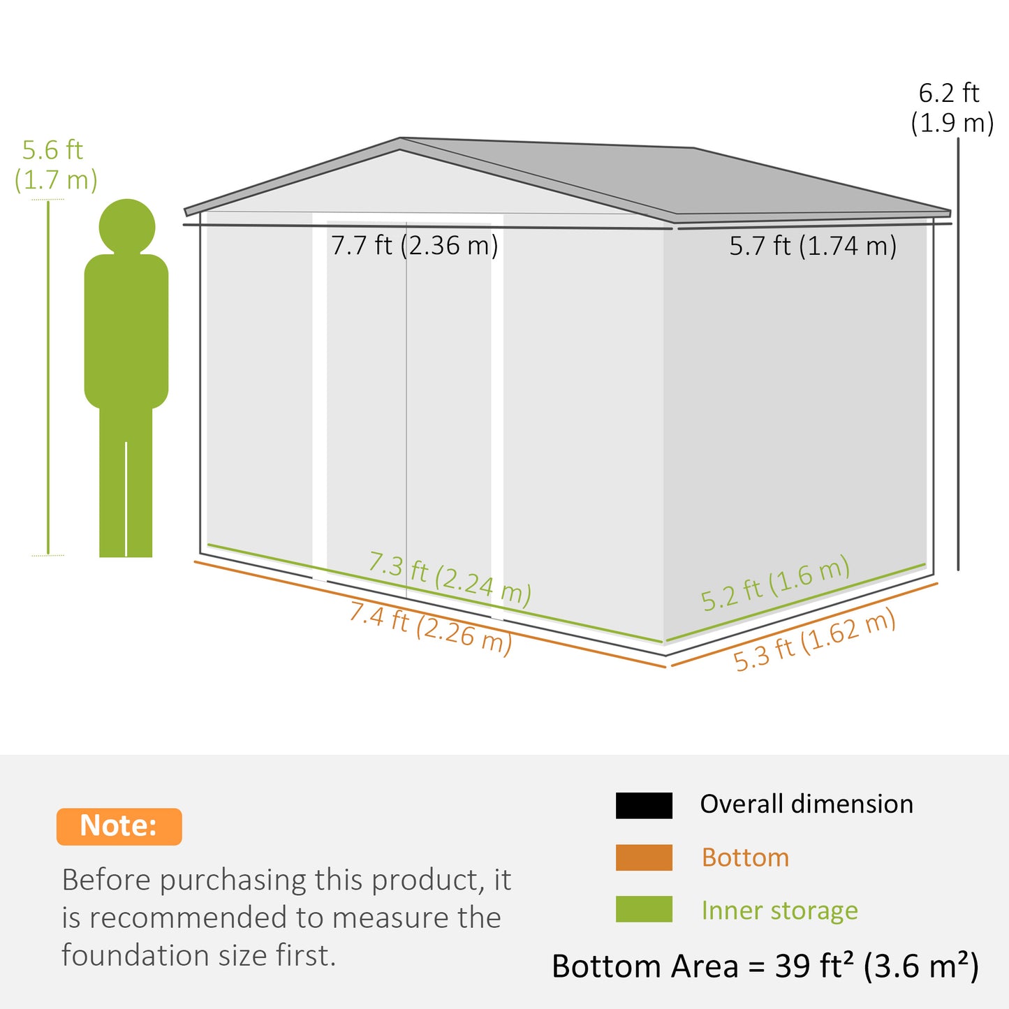 Outsunny 8' x 6' Outdoor Storage Shed, Metal Garden Tool Storage House with Lockable Sliding Doors and Vents for Backyard Patio Lawn, Charcoal Grey