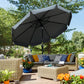 Outsunny 8.5 ft Outdoor Market Table Umbrella, Round Patio Umbrella with Tilt and Crank for Garden, Backyard, Deck, Wine Red