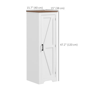 HOMCOM Farmhouse Accent Cabinet with Adjustable Shelf Barn Door Storage Cabinet for Living Room Floor Pantry Cabinet White
