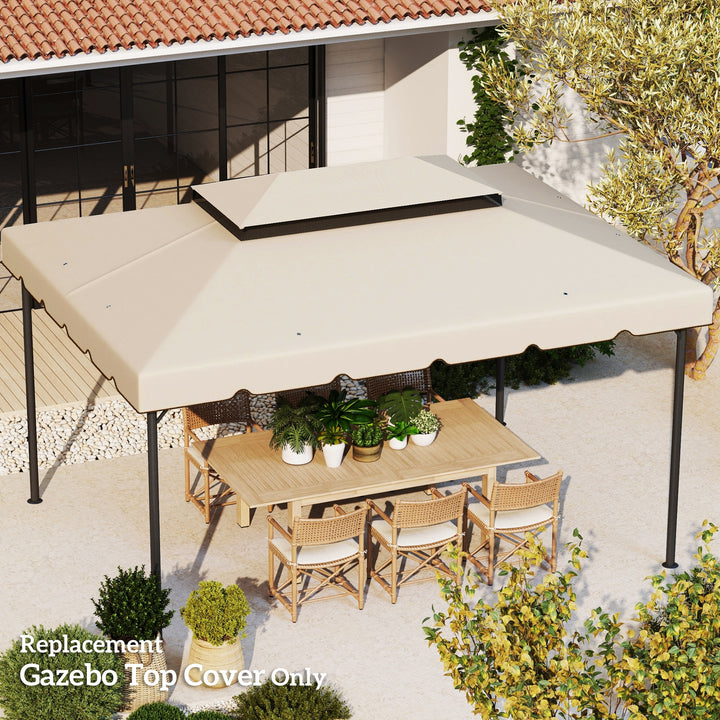 Outsunny 13' x 10' Gazebo Replacement Canopy, Gazebo Top Cover with Double Vented Roof for Garden Patio(TOP ONLY), Beige
