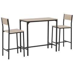 HOMCOM Industrial Bar Table Set Counter Height 3 Piece and 2 High Back Stools Set Dining Table Set for Small Space in the Dining Room