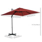 Outsunny 8' x 8' Square Patio Hanging Offset Umbrella with 360Â° Rotation, Aluminum Outdoor Cantilever Parasol with Crank & Tilt, Sun Canopy Shelter with Cross Base, Wine Red