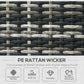 Outsunny 6 Piece Rattan Garden Furniture Set, 8-Seater Outdoor Sofa Sectional with 3 Loveseat Wicker Sofa with Cushions, 2 Footstools and Glass Table for Yard, Poolside, Grey