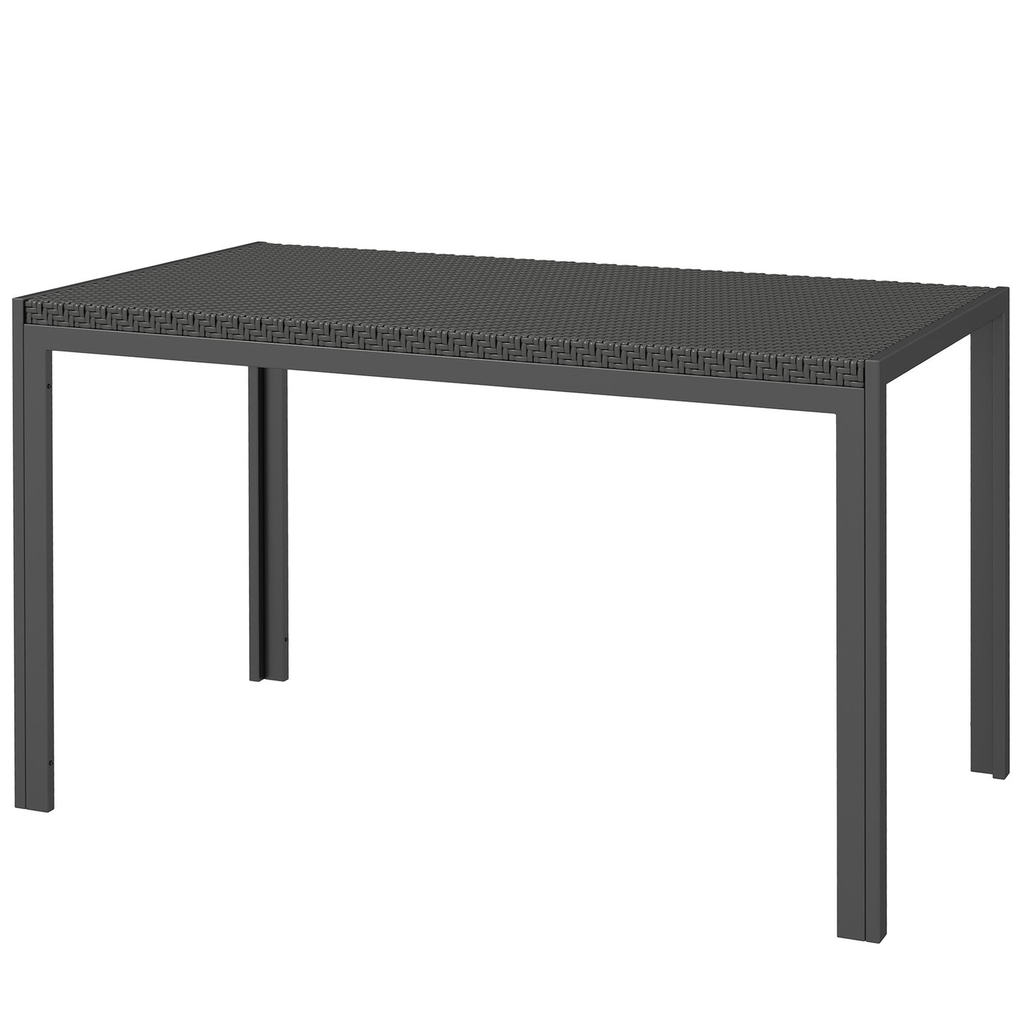Outsunny Rectangular Outdoor Dining Table, 4-Seat Patio Table with PE Rattan Wicker Tabletop for Backyard and Lawn, Grey