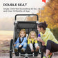 Aosom 2-in-1 Bike Trailer for Kids, Foldable 2-Seat Baby Stroller with 5-Point Harness, Rubber Wheels, Storage Bag, Black