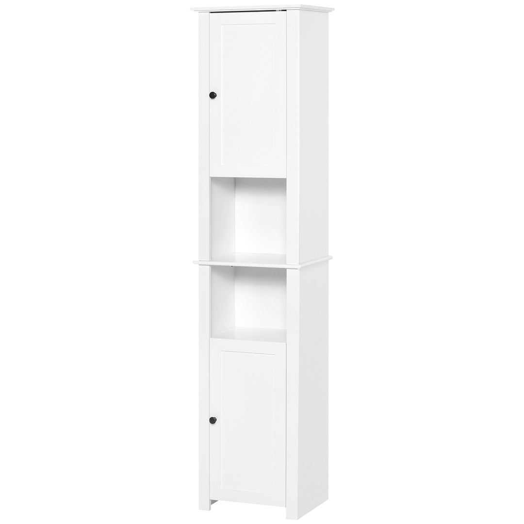 HOMCOM Tall Medicine Cabinet, Freestanding Bathroom Storage Cabinet with Shelves and 2 Cupboards, Bathroom Organizer, White