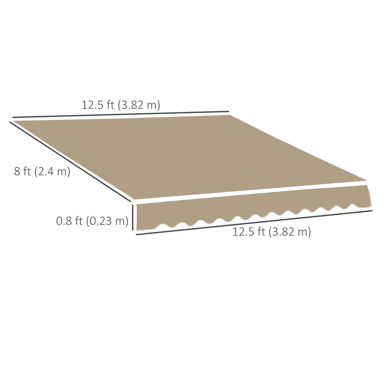 Outsunny 13' x 8' Retractable Awning Fabric Replacement Outdoor Sunshade Canopy Awning Cover, UV Protection, Beige
