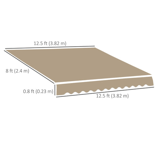 Outsunny 13' x 8' Retractable Awning Fabric Replacement Outdoor Sunshade Canopy Awning Cover, UV Protection, Beige