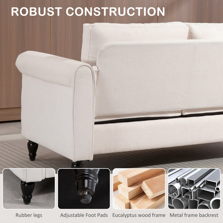 HOMCOM Vintage Loveseat, Upholstered Love Seat Furniture, Chenille-feel Fabric 2 Seater Sofa Couch with Rolled Arms, Gourd-Shaped Rubber Wood Legs for Living Room, Dark Grey