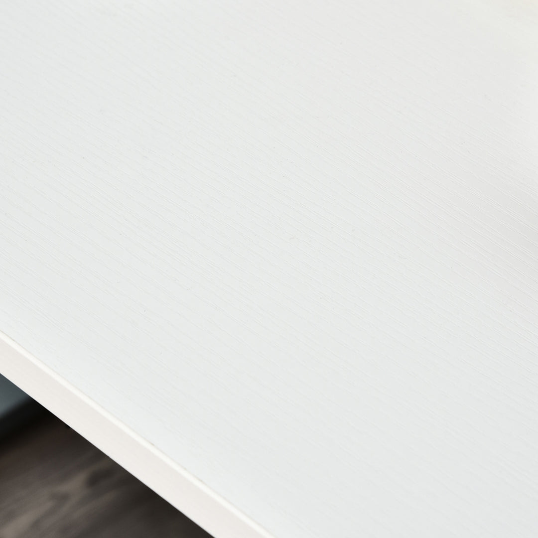 HOMCOM 47" Computer Desk Writing Table Workstation with Multi-Use Reversible File Drawers Metal Frame Home Office Furniture, White