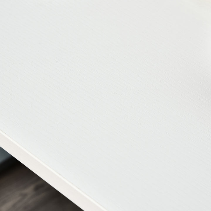 HOMCOM 47" Computer Desk Writing Table Workstation with Multi-Use Reversible File Drawers Metal Frame Home Office Furniture, White