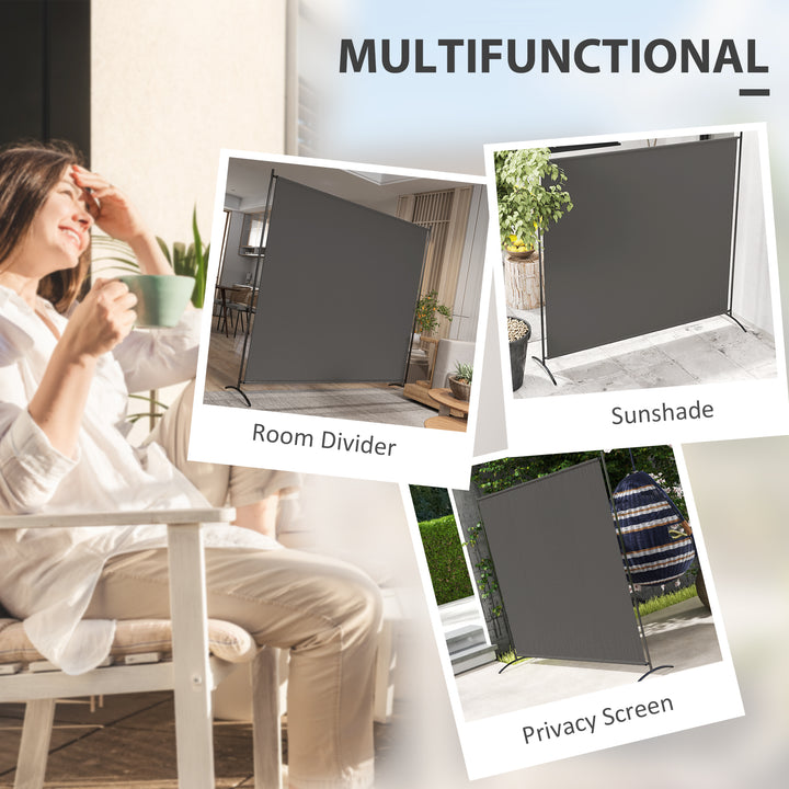Outsunny Single Panel Room Divider, UV30+ Privacy Screen, Indoor Outdoor Privacy Panel with Stable Base, Black