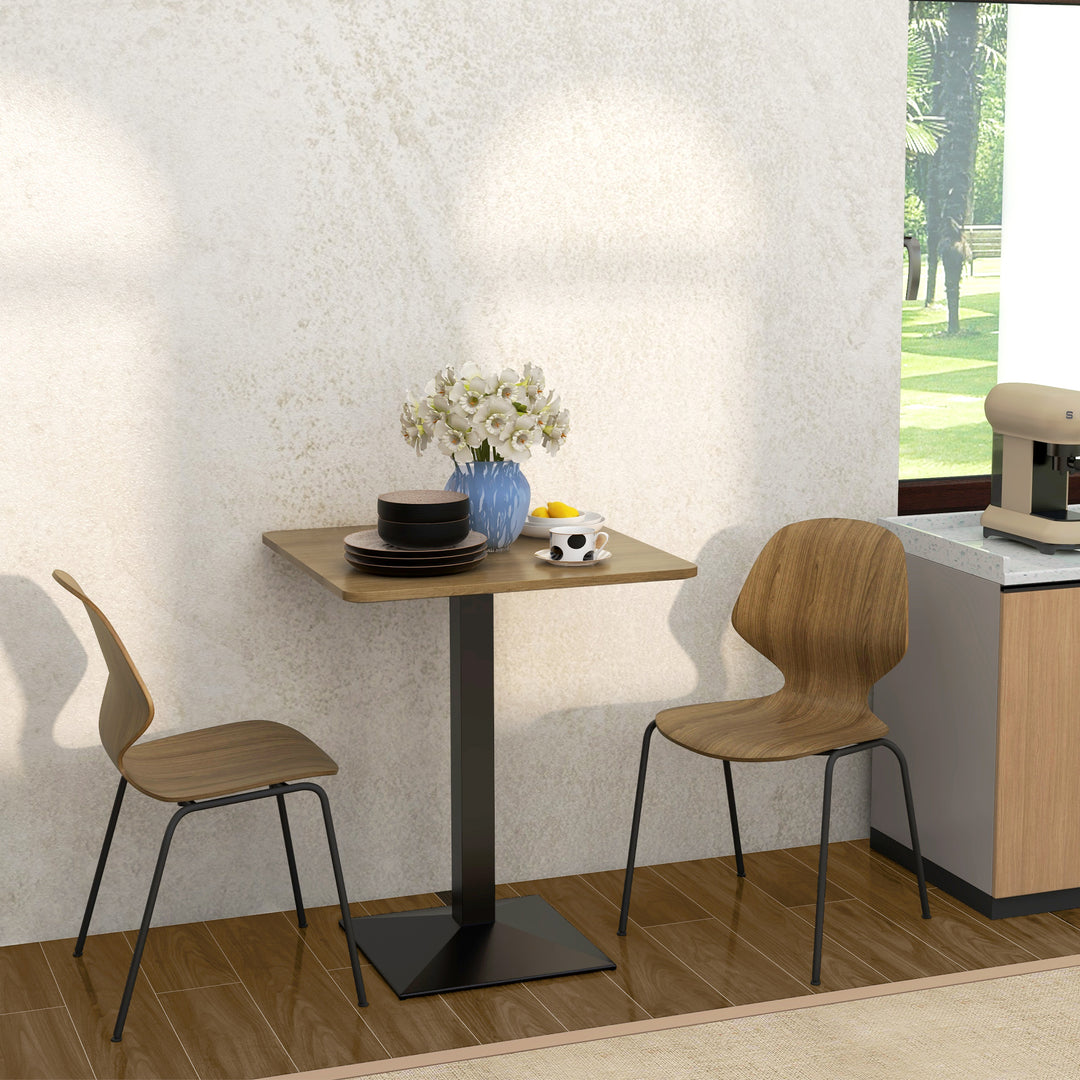 HOMCOM 28" Square Dining Table, Modern Dining Room Table with Steel Base, Space Saving Small Kitchen Table, Dark Brown