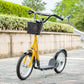 Aosom Kick Scooter with Adjustable Handlebar, Kids Scooter with 2 Brakes Basket Cupholder 16" Inflatable Rubber Tyres Pink