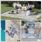 Outsunny Portable Outdoor Rug with Carry Bag, 9' x 12' Reversible Mat, Waterproof Plastic Straw RV Rug for Backyard, Deck, Picnic, Beach, Camping, Blue & White Flower