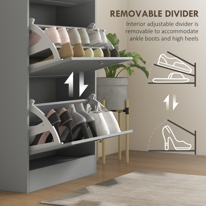 HOMCOM Modern Shoe Storage with 3 Flip Drawers and Adjustable Shelves, Shoe Cabinet Organizer for 12-18 Pairs of Shoes, White