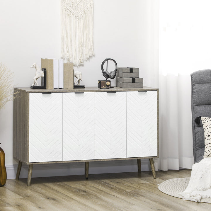 HOMCOM Modern Sideboard and Buffet, Dining Room Cabinet with Adjustable Shelves and 4 Doors, Natural