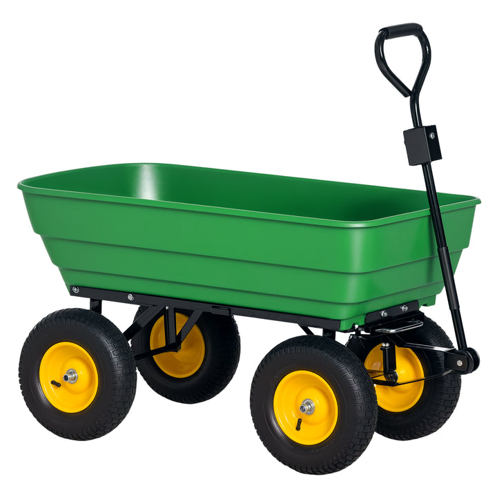 Outsunny Garden Dump Cart Heavy Duty 440lbs Wagon with Steel Frame and 12" Pneumatic Tires, Green