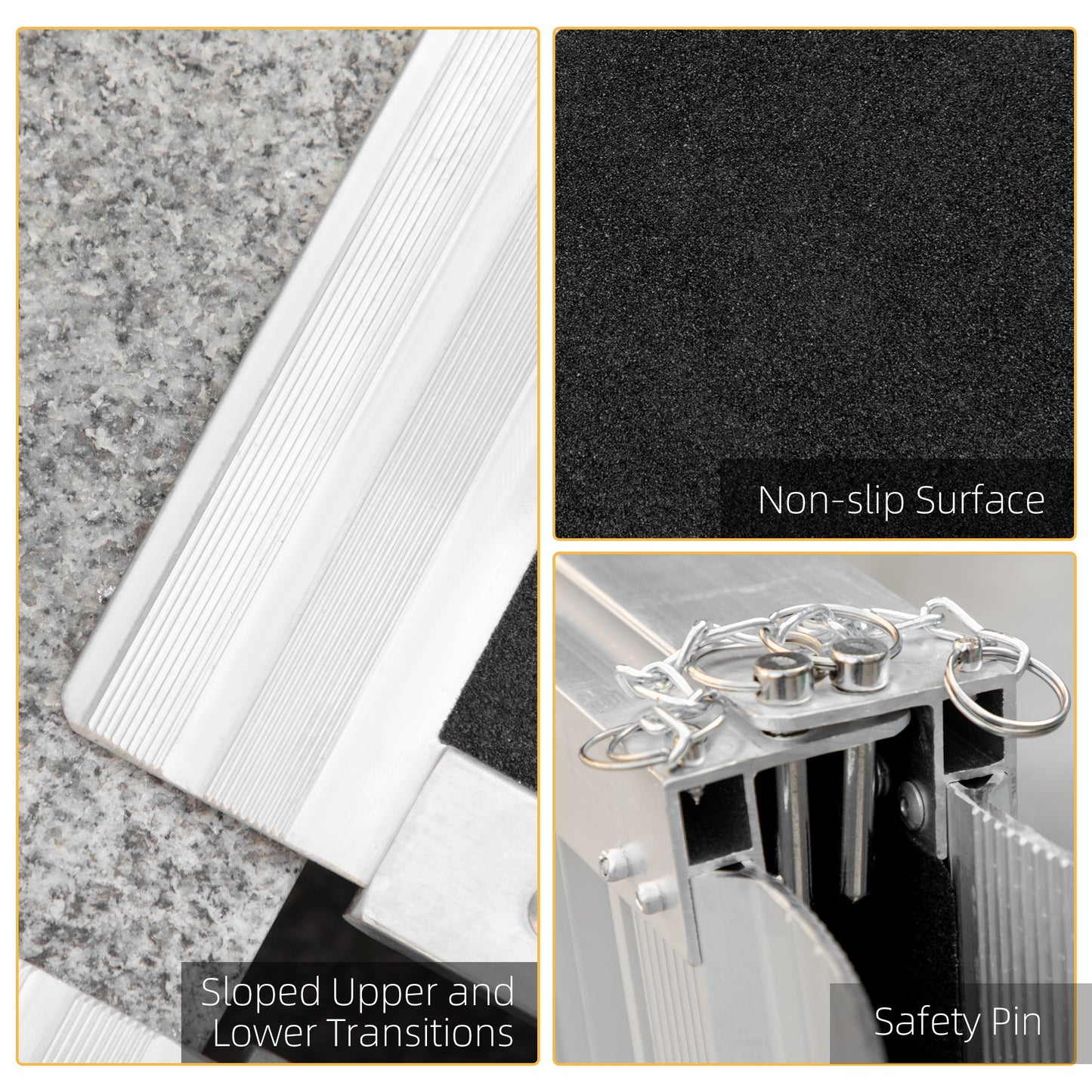 HOMCOM 4' Portable Wheelchair Ramp Aluminum Threshold Mobility Single-fold for Scooter with Carrying Handle