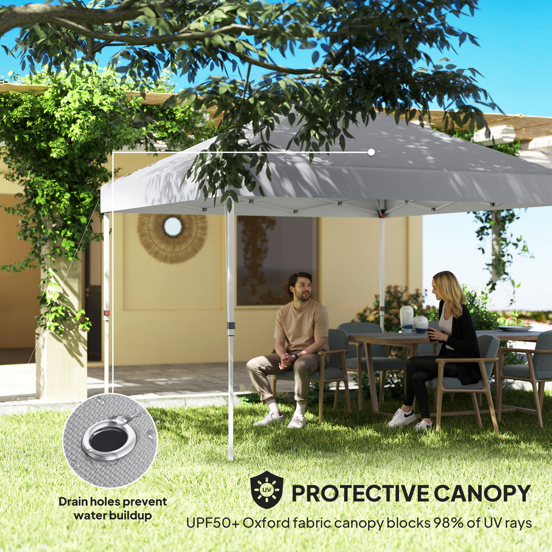 Outsunny 10' x 10' Pop Up Canopy Tent with Sidewall, Height Adjustable Instant Sun Shelter with Storage Pockets, Light Grey
