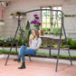 Outsunny 2 Seater Porch Swing Chair, Weather Resistant Outdoor Swing Seat with Metal Frame for Garden, Backyard, Lawn, Black