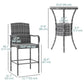 Outsunny 3 Pieces Patio Bar Set, Rattan Bistro Table and Chairs, Outdoor Conversation Furniture Set with Ice Bucket, Dark Brown