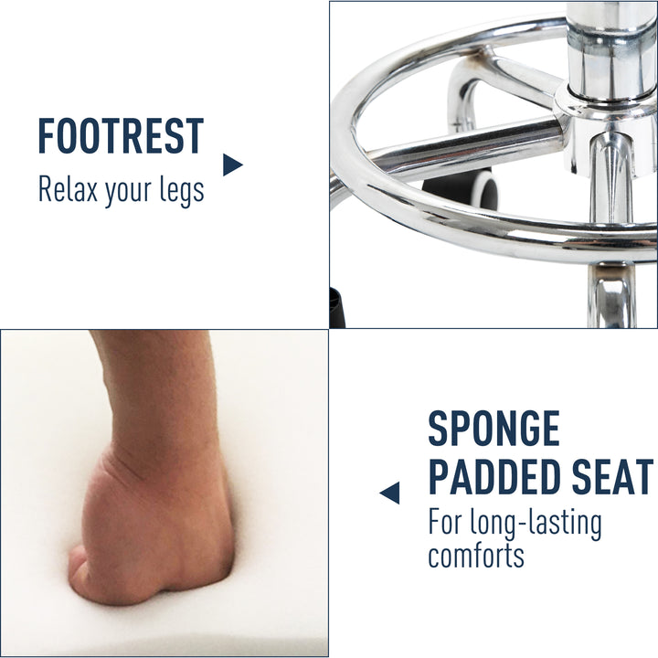 Vinsetto Adjustable Swivel Salon Stool Hydraulic PU Barber Rolling Massage Tattoo Chair Bar Beauty SPA Seat Black