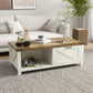 HOMCOM Industrial Coffee Table Side End Table with Drawer, Open Storage Shelf, Modern Farmhouse Furniture, for Living Room, Dining Room, Office, White Oak