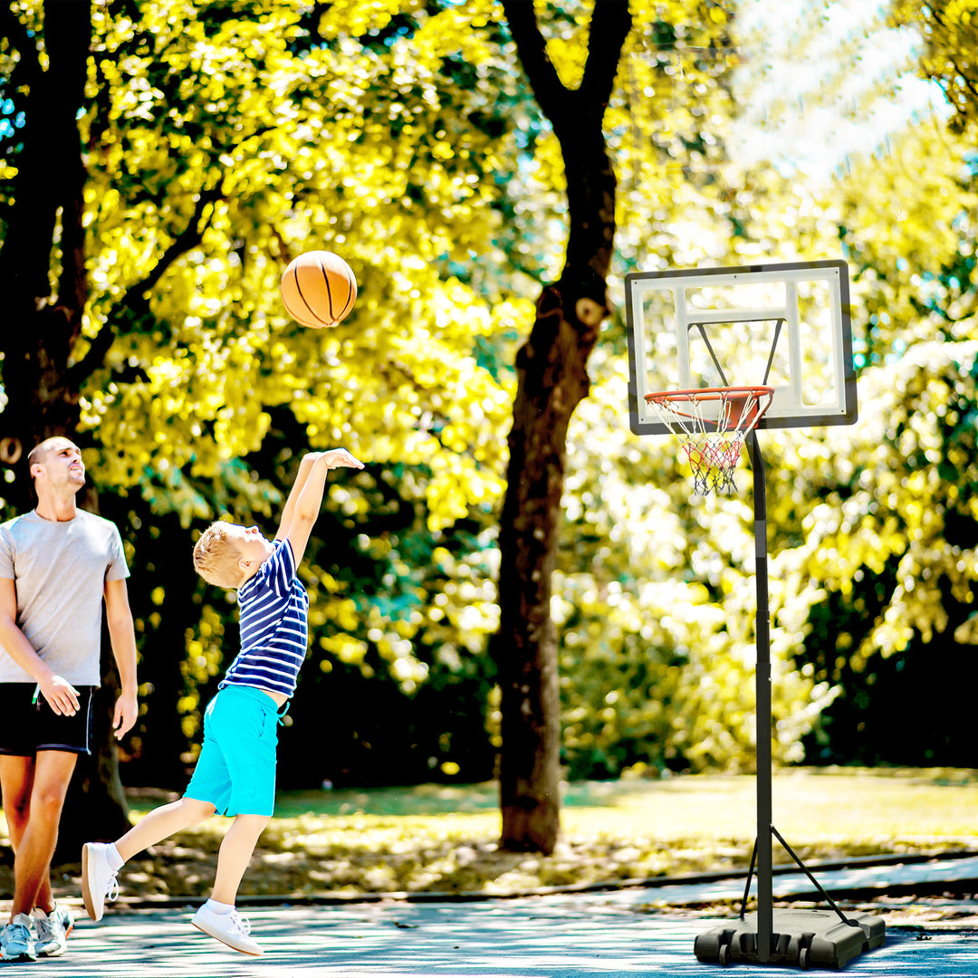 Soozier Portable Basketball Hoop Stand with Wheels, Height Adjustable 8FT-10FT for Outdoor Use, Black