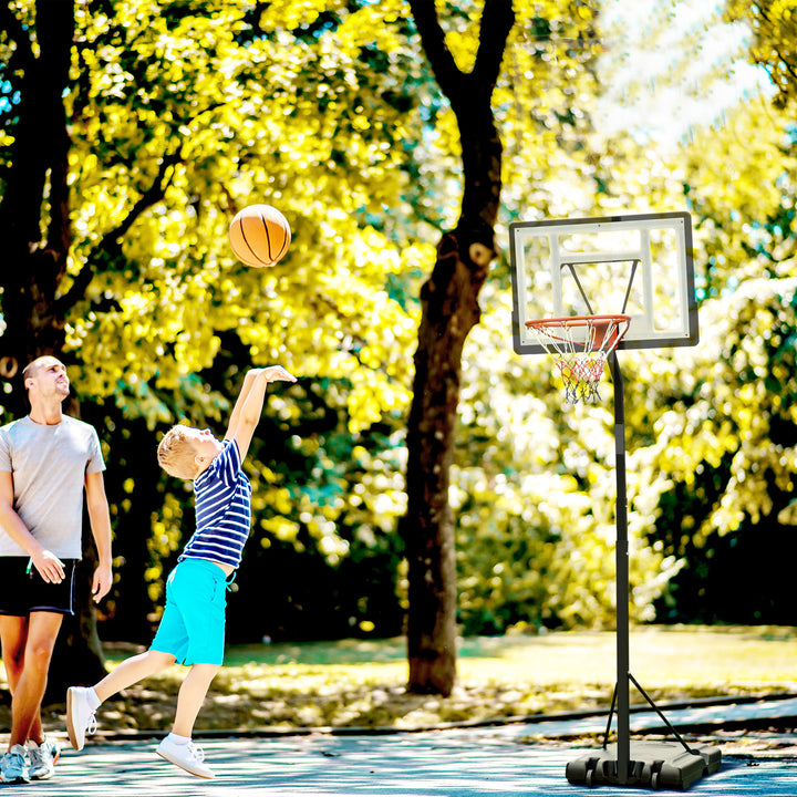 Soozier Portable Basketball Hoop Stand with Wheels, Height Adjustable 8FT-10FT for Outdoor Use, Black