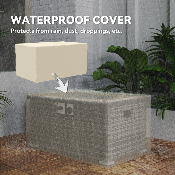 Outsunny 32" Propane Fire Pit Table 40,000 BTU Rattan Outdoor Gas Fire Table with Hideaway Propane Tank Holder, Waterproof Cover