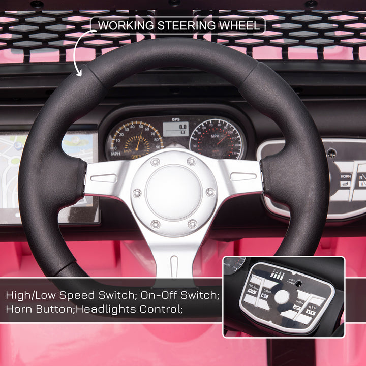 Aosom 12V Electric Truck Off Road Electric Pickup with Remote Control, Adjustable Speed, Ride on Car for Kids, Pink