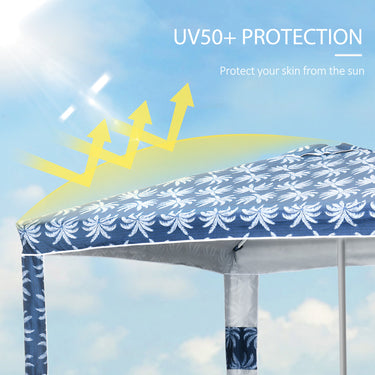 Outsunny Beach Umbrella, 6.5' Easy-Assembly Sun-Shade Shelter with Sandbags and Carry Bag, Cool UV50+, Dark Blue