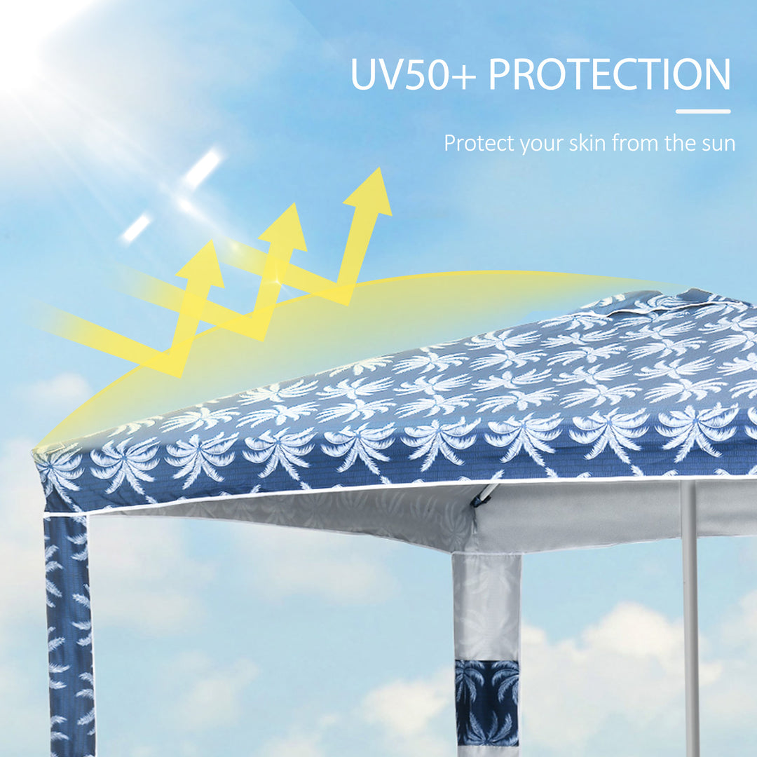 Outsunny Beach Umbrella, 6.5' Easy-Assembly Sun-Shade Shelter with Sandbags and Carry Bag, Cool UV50+, Dark Blue