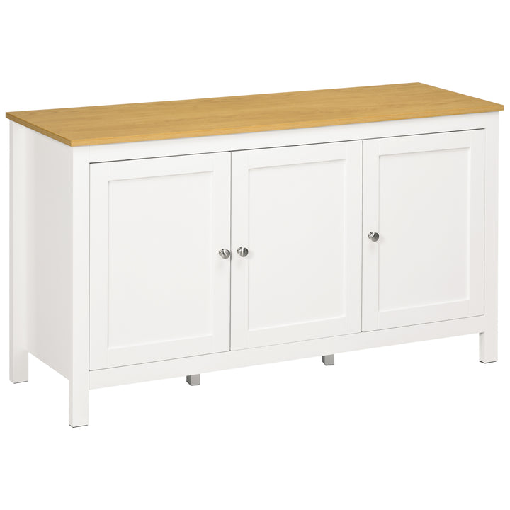 HOMCOM Sideboard, Buffet Cabinet with Doors and Adjustable Shelves for Living Room, Entryway, White and Natural